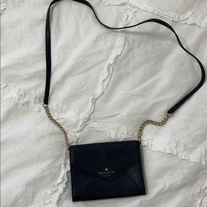 Kate Spade Black Mini Crossbody Gold Chain